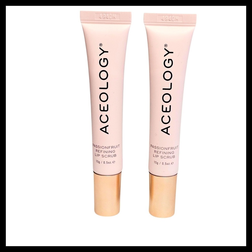 2 x ACEOLOGY Passionfruit Refining Lip Scrub Exfoliating Cruelty Free 0.5oz
